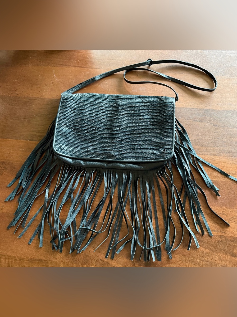Elliott Lucca Bali ’89 Black Leather Woven Fringe Crossbody Bag – NWOT